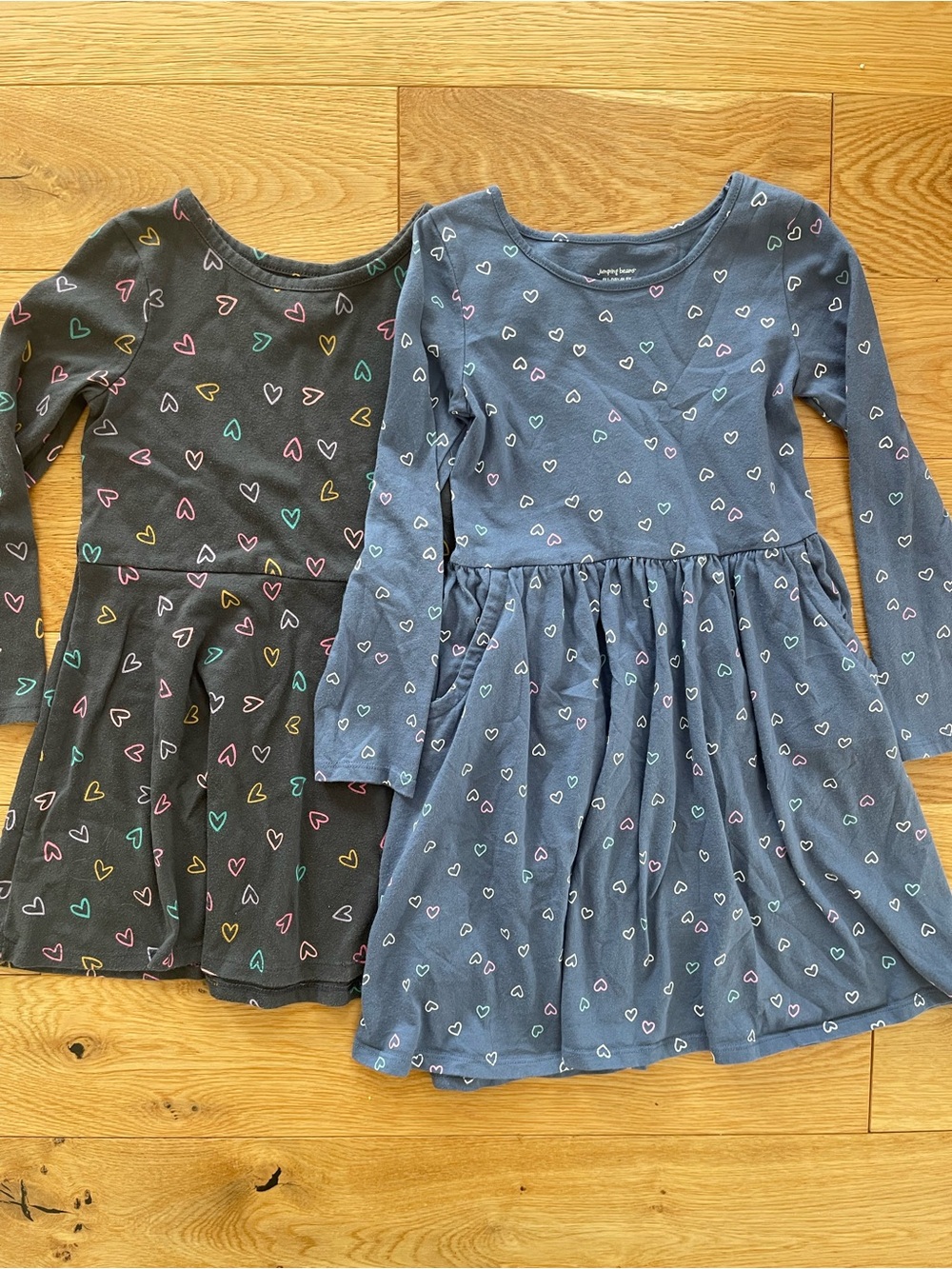 Girls' Long Sleeve Heart Print Knit Dresses